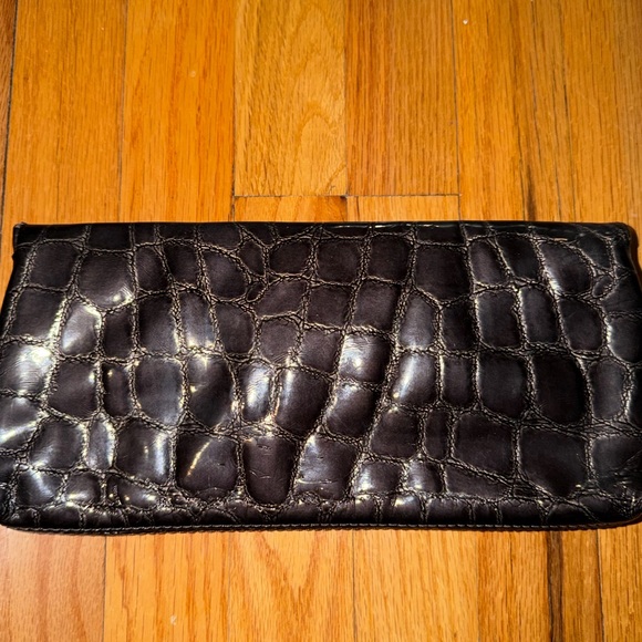 Aldo Black Crocodile Pattern Clutch Bag - Picture 5 of 7